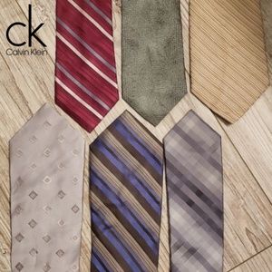 6 Calvin Klein 100% Silk Neck Ties
